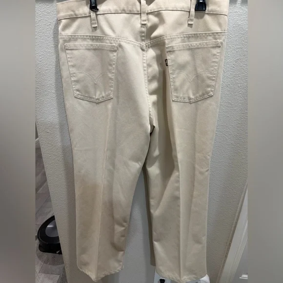 Men’s Vintage Sta-Prest Cream Corduroy Straight Leg Permanent Press Retro - 34